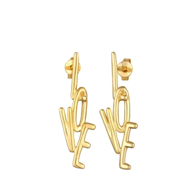 Abbildung von Elli LOVE Statement Ohrringe goldcoloured, Damen, Größe: One Size, Gold coloured