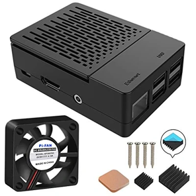Abbildung von GeeekPi Raspberry Pi 3 B+ Gehäuse, Gehäuse mit Lüfter, 3B Stück Kühlkörper für Model B 3B+/3B/2B(schwarz)