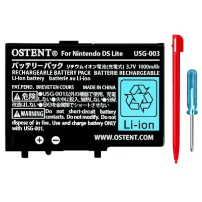 Abbildung von OSTENT 3.7V 1000mAh Wiederaufladbarer Li Ion Polymer Lithium Ionen Akku Pack Werkzeugsatz Stift für Nintendo DSL NDS Lite