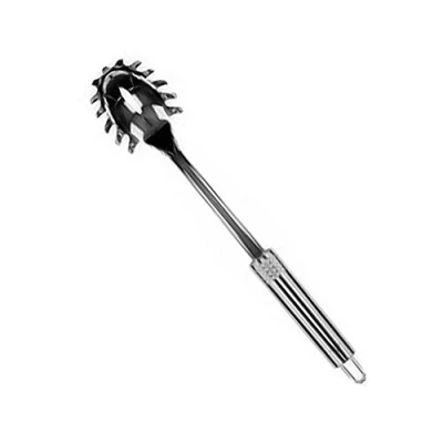 Abbildung von Fackelmann Spaghettilöffel 32 cm OVALGRIFF, Nudellöffel aus Edelstahl, Küchenhelfer mit ergonomischen Griff (Farbe: Silber), Menge: 1 Stück