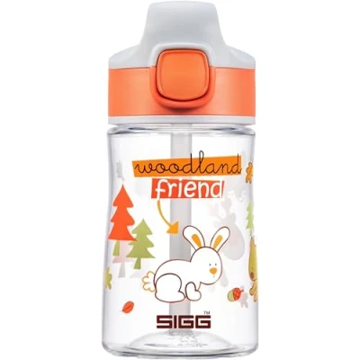 Abbildung von SIGG Tritan Trinkflasche Kinder Miracle Woodland mit Trinkhalm Auslaufsicher Spülmaschinenfest Microwellengeeignet Kratzresistent BPA frei Schule &amp; Sport Orange Tieren 0,35L