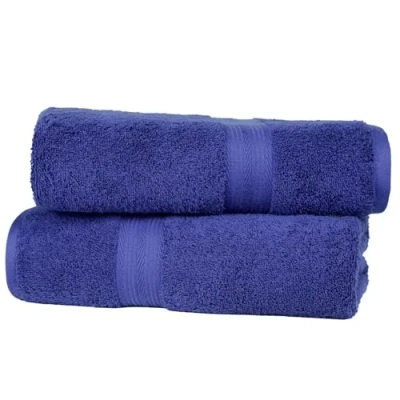 Abbildung von Amazon Basics 2 Badetücher für Badezimmer, farbecht, 100 % Baumwolle, weich, saugfähig, 70 x 140 cm, Stück, Königsblau
