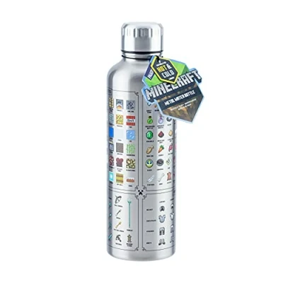 Abbildung von Minecraft Metall Trinkflasche Offiziell lizenziert, auslaufsicher, für heiße &amp; kalte Getränke, mit In Game Items, Geschenk Fans, 470 ml (16 Fl Oz)