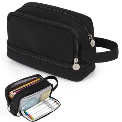 Abbildung von Alyvisun Federmäppchen Große Kapazität Mäppchen Etui Stifte mit 3 Fächern für Jungen und Mädchen, Robuste Schreibwaren Organizer Pencil Case Tragegriff Schule Büro
