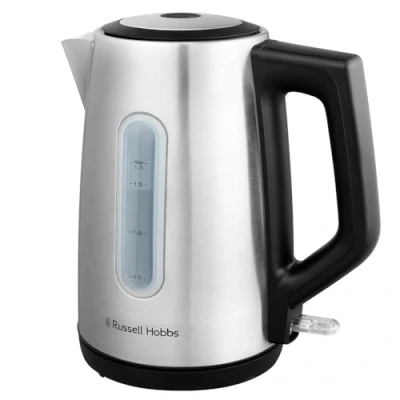 Abbildung von Russell Hobbs Wasserkocher (für heißes Wasser, Tee oder Kaffee, 1,7l Kapazität,Edelstahl,Perfect Pour Ausgusstülle,herausnehmbarer&amp;waschbarer Kalkfilter,blau leuchtende Anzeige, 2400W) Heaton 27380 70