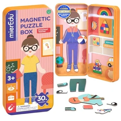 Abbildung von mierEdu Magnetspiel Box Lehrerin zum Ankleiden Fördert Motorik + Fantasie I Ideal für zuhause &amp; Reisespiel Kinder Magnet Spielzeug Reisespiele ab 3 Jahre