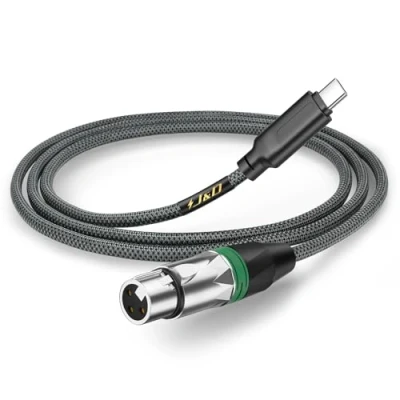 Abbildung von J&amp;D USB C auf XLR Mikrofon Audiokabel für Tonaufnahmen, Dynamisches Mikrofon, Geflochtenes Female Mikrofonkabel Kompatibel mit iPhone 15/15 Plus/15 Pro/15 Pro Max, MacBook, 2 Meter