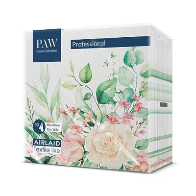Abbildung von PAW Servietten aus Airlaid Stoffähnlich (40 x 40 cm) I 50 Stück Ideal für Hochzeit, Taufe, Kommunion, Geburtstag Stoffservietten Gold, Blätter Farbe: Golden leaves