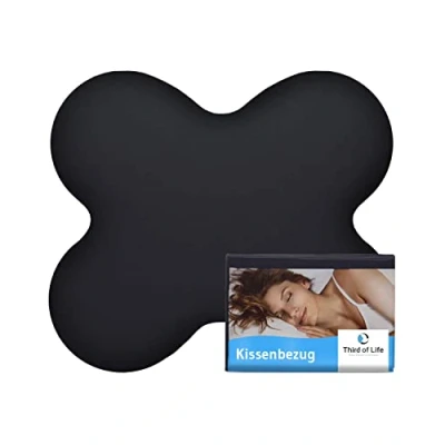 Abbildung von Kissenbezug Schwarz Einzelpack, Perfekt für ACAMAR Seitenschläfer Kissen, Mako Baumwolle (Double Jersey), Bügelfrei &amp; trocknergeeignet, Kissenhülle mit Reißverschluss, Oeko Tex Zertifiziert