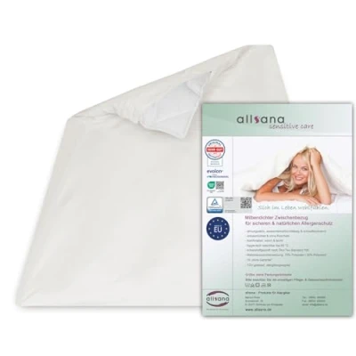 Abbildung von Allsana Allergiker Deckenbezug 155x220 cm Allergie Bettwäsche Anti Milben Encasing Milbenschutz für Hausstauballergiker Überlänge allergendichter Zwischenbezug die Bettdecke TÜV geprüft