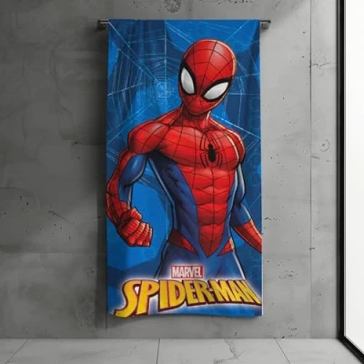 Abbildung von MTOnlinehandel Badetuch, Kinder, 70x140cm, 100% Baumwolle, weiches, saugfähiges Handtuch, Strandtuch für Jungen und Mädchen (Spiderman)