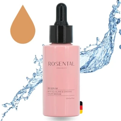 Abbildung von ROSENTAL ORGANICS BB Serum (30ml) 2 in 1 Make Up &amp; Skincare Squalan, Aloe Vera Ginseng Getöntes Gesichtsserum feuchtigkeitsspendende Gesichtspflege Neue Formulierung (Light) (Medium)