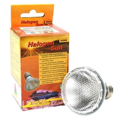 Abbildung von Lucky Reptile Halogen Sun 50 W Wärmestrahler für E27 Fassungen Halogenstrahler Reptilien Terrarium Lampe mit Tageslichtspektrum Wärmelampe dimmbar Zubehör Terrarium, 1 Stück (1er Pack)