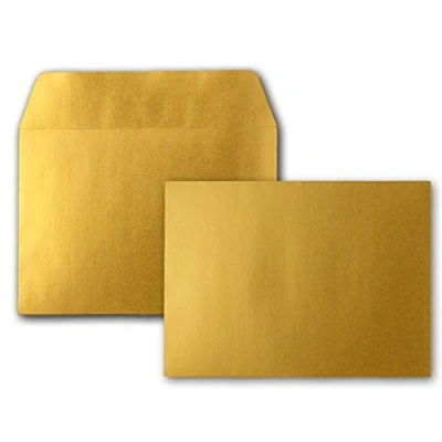 Abbildung von 25x Gold Metallic Brief Umschläge DIN C6 Format 11,4 x 16,2 cm Haftklebung Kuverts ohne Fenster Weihnachten, Grußkarten &amp; Einladungen