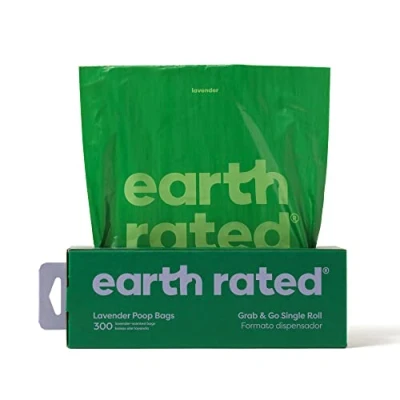 Abbildung von Earth Rated Hundekotbeutel, dicke Grab &amp; Go Einzelrolle, ideal für das Aufsammeln im Garten, Lavendelduft, 300 Beutel