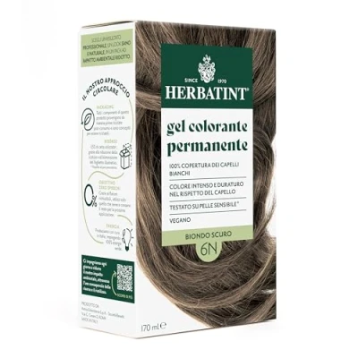 Abbildung von Herbatint Permanente Haarfarbe Gel 6N Dunkelblond 170 ml Ammoniakfrei, 100% Abdeckung für weißes Haar empfindliche Haut, mit 8 natürlichen Bio Extrakten