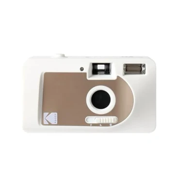 Abbildung von Kodak 490332 S 88 35 mm Filmkamera motorisiert, motorisierte Selbstaufwicklungsfunktion, Weiß und Gold