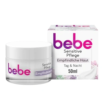Abbildung von bebe Sensitive Pflege (50 ml), Gesichtscreme für empfindliche Haut mit Sheabutter, beruhigende Feuchtigkeitscreme das Gesicht