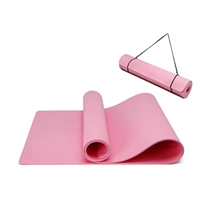Abbildung von Yogamatte rutschfest und umweltfreundliche TPE Sportmatte mit Tragegurt Gymnastikmatte für Pilates, Workout Fitnessmatte 183 x 61 0.6 cm (Rosa)