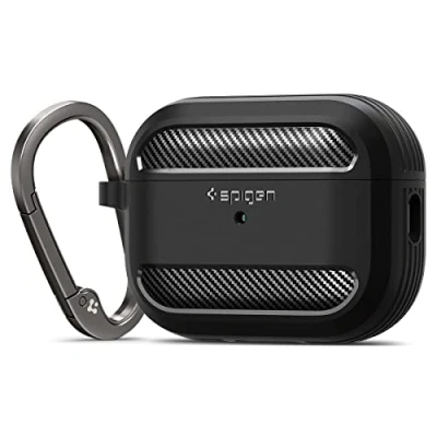 Abbildung von Spigen Rugged Armor Hülle Case Kompatibel mit AirPods Pro 2. Generation (2023/2022) Schwarz