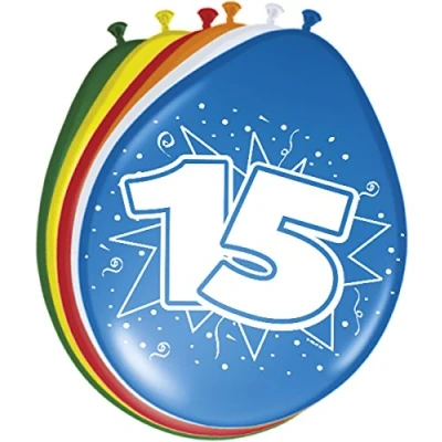 Abbildung von Folat 08217 Zahl 15. Geburtstag Ballons 30 cm 8 Stück, 38