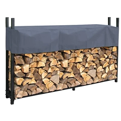 Abbildung von QUICK STAR Metall Kaminholzregal Anthrazit 200 x 25 115 cm Garten Kaminholzunterstand 0,8 m3 / 1,3 SRM Stapelhilfe mit Schutzhülle Grau