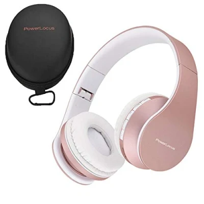 Abbildung von Bluetooth Kopfhörer, PowerLocus Over Ear Wireless Kopfhörer Faltbar Kabellose On Ohrhörer Headset Aux Unterstützung mit Mikrofon Freiscprechfunktion für iPhone, Android, PC (Rose Gold)