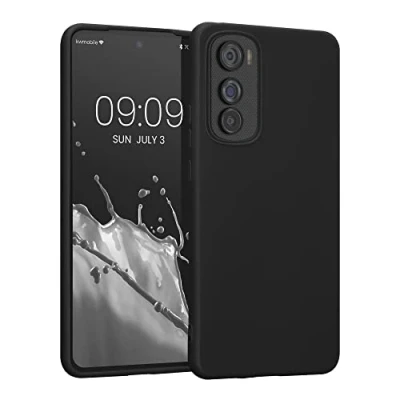 Abbildung von kwmobile Hülle kompatibel mit Motorola Edge 30 weiches TPU Silikon Case Cover geeignet für kabelloses Laden Schwarz matt