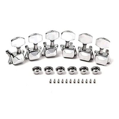Abbildung von Alnicov Semiclosed Guitar Tuners 3L3R Saiten Stimmwirbel Keys Set für Epiphone Les Paul E Gitarre oder Akustikgitarre, Chrom