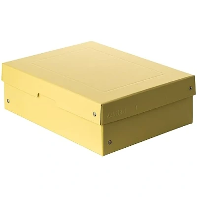 Abbildung von Original Falken PureBox Pastell. Made in Germany. 100 mm hoch DIN A4 gelb. Aufbewahrungsbox mit Deckel aus stabilem Karton Vegan Geschenkbox Transportbox Schachtel Allzweckbox