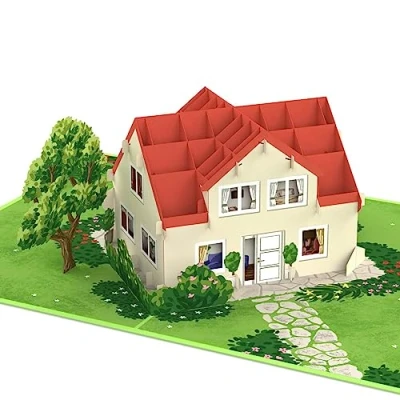 Abbildung von papercrush® Pop Up Karte Haus mit Garten 3D Glückwunschkarte zum Richtfest, Geldgeschenk Hausbau, Hauskauf oder Einzug ins neue Eigenheim, Abschiedskarte Umzug für Nachbarn