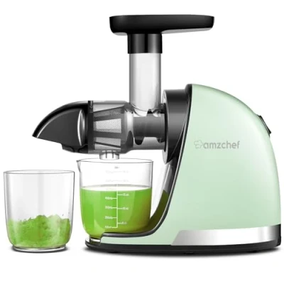 Abbildung von AMZCHEF Entsafter Gemüse und Obst Slow Juicer mit Rückwärts Kau Funktion Zartes Zerkleinern ohne Filtern Elektrisch Bürste 2 Tassen Grün