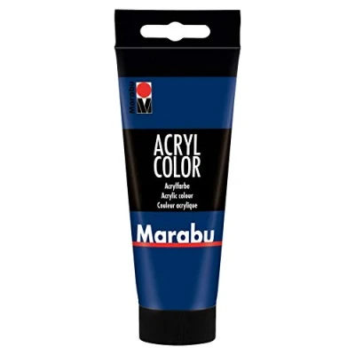 Abbildung von Marabu 12010050053 Acryl Color dunkelblau 100 ml, cremige Acrylfarbe auf Wasserbasis, schnell trocknend, lichtecht, wasserfest, zum Auftragen mit Pinsel und Schwamm Leinwand, Papier Holz