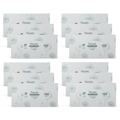 Abbildung von by Amazon 4 lagige Papiertaschentücher Boxen, 1200 Stück, 12 Packungen mit 100
