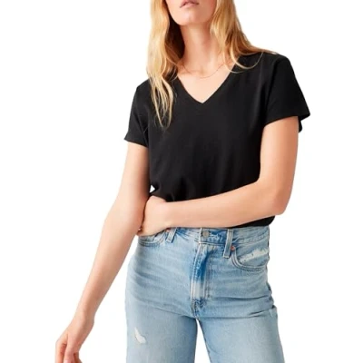 Abbildung von Levi&#039;s BOXY V NECK TEE Tshirt basic, Damen, Größe: Medium, Caviar slub