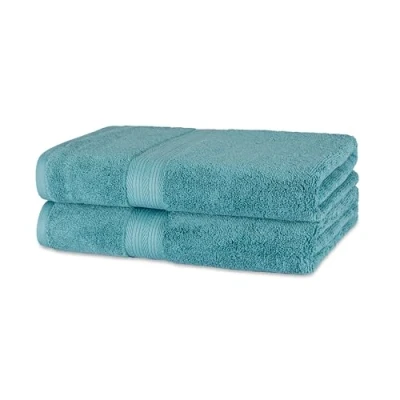Abbildung von Amazon Basics Badetuch aus Baumwolle, farbecht, 2 Stück, 76 x 137 cm, Blaugrün