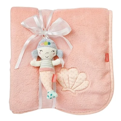 Abbildung von Fehn Kuscheldecke Meerjungfrau Kuschelige Schmusedecke als Babydecke Schmusetuch &amp; Krabbeldecke Für Kinderwagen und Babyschale ideales Schnuffeltuch Erstlingsdecke Babys ab 0+ Monaten
