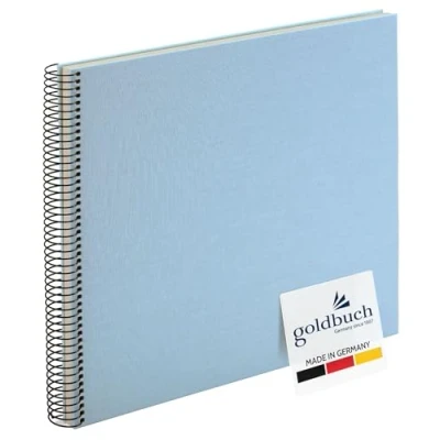 Abbildung von goldbuch 25 829 Spiralalbum Bella Vista, Foto Album 35 x 30 1,5 cm Spirale ⌀ 2,8 cm, Fotoalbum, 40 weiße Seiten, Erinnerungsalbum Leinen, Fotobuch für Bilder und Fotos zum Einkleben, Himmelblau