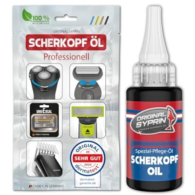 Abbildung von Original Syprin Scherkopf Öl für Haarschneidemaschinen Haarschneider Rasierer Trimmer I Scherkopföl Friseurbedarf Schermaschinenöl Feinmechanik