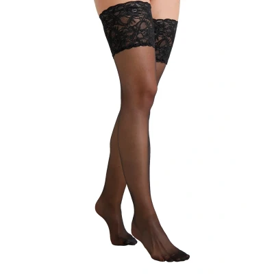 Abbildung von Falke Seidenglatt 15 Denier Stockings Transparent Silky Overkneestrümpfe, Damen, Größe: 35/37, Black