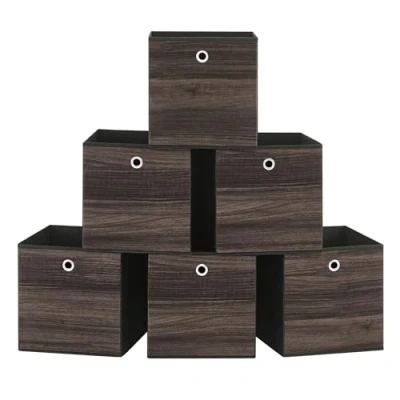 Abbildung von SONGMICS Aufbewahrungsbox, 6er Set, Ordnungsboxen, Vliesstoff, Faltbox, 30 x cm, Stoffbox, für Würfelregal, Organizer Kleidung, kastanienbraun RFB102K01
