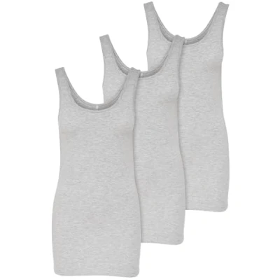 Abbildung von ONLY 3er Pack Damen Basic Tops Tank Top Grau lang 15201465 (XS, (Light Grey Melange))