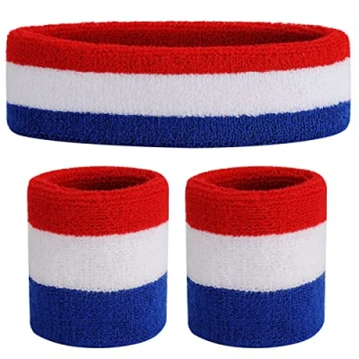 Abbildung von ONUPGO Kinder Schweißbänder Stirnband Armband Set Athletisches Baumwollschweißband für Sport (1 + 2 Armbänder)