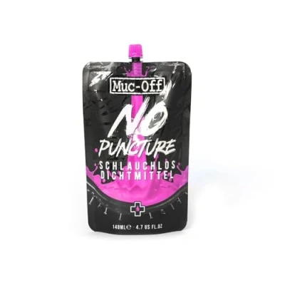 Abbildung von Muc Off No Puncture Hassle Tubeless Sealant Reifendichtmittel, 140 ml Hochwertiges Reifendichtmittel für Schlauchlose Fahrradreifen mit UV Tracer Farbstoff, Dichtet Risse und Löcher Bis Zu 6 mm ab