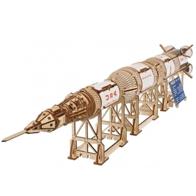 Abbildung von UGEARS NASA Saturn V Modellraketen Bausatz Modellbausätze für Erwachsene 3D Holzpuzzle zum Bau einer Weltraumfähre Raketenraumschiff aus Holz Puzzle