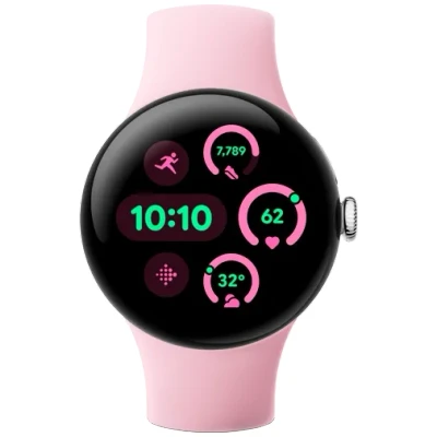 Abbildung von Google Pixel Watch 3 41mm Silber (Rosa Armband)
