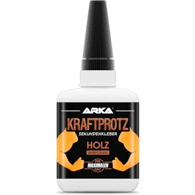 Abbildung von 50 g Sekundenkleber für Holz &amp; Bastelbedarf extra stark ARKA Kraftprotz Transparenter Holzkleber Dickflüssiger Superkleber Wasserfest einfache Anwendung sicherer Halt