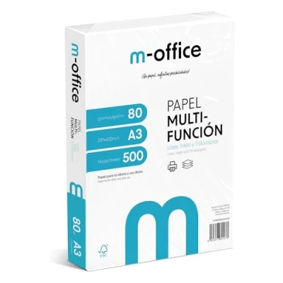 Abbildung von A3 Papier, 80 g, Packung mit 500 Blatt, Multifunktionspapier für Inkjet und Laserdrucker, Blätter, 297 x 420 mm, ideal Büro Zuhause · m office (500 Blatt)