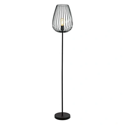Abbildung von EGLO Stehlampe Newtown, 1 flammige Vintage Standleuchte, Retro Stehleuchte aus Stahl, Farbe: Schwarz, Fassung: E27, inkl. Trittschalter