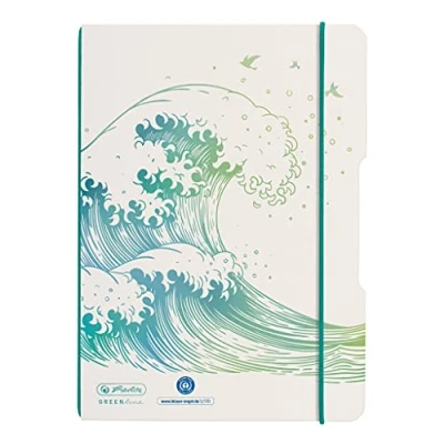 Abbildung von herlitz 50033669 Notizheft flex, A5, 40 Blatt, punktiert, Motiv: GREENline Welle, 1 Stück